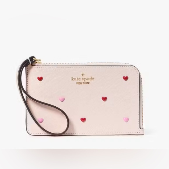 Kate Spade NWT Lucy Heart Studs Small L-zip Wristlet Style KK267 MSRP $109 - Picture 1 of 17